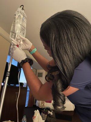 Concierge IV drip in clients' hotel room before a Vegas concert!