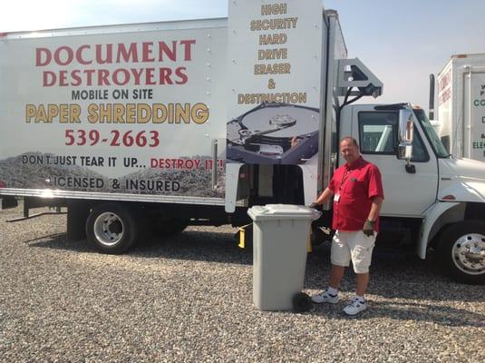 Owner Curt Dooley with his state of the art mobile document shredding truck.