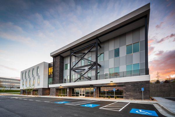 Parking is on the west side of the building.