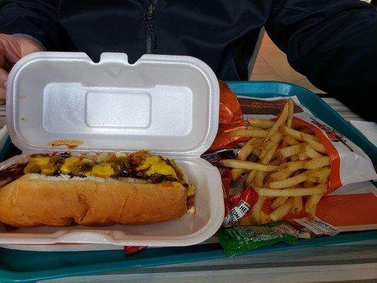 Classic coney n fries, root beer