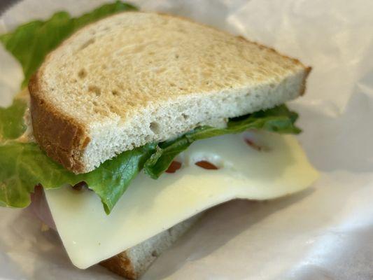 Ham and Swiss Sandwich on rye bread