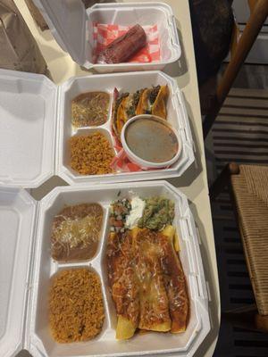 Beef enchilada, queso barria, and strawberry cranberry tamale....all amazing!