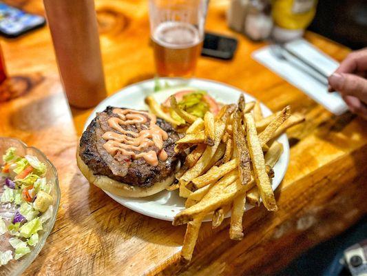 Burger and fries