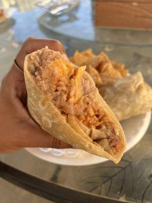 Inside the BRC burrito (beans, rice and cheese)