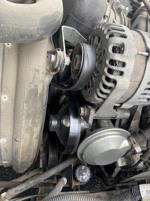 Serpentine belt fell completely off, never replaced belt or pulleys