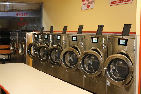 Big six load, eight load and ten load machines for all your laundry. One wash gets it all done fast!