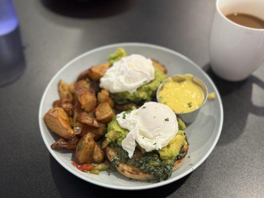 Eggs Benedict with avocado instead of ham