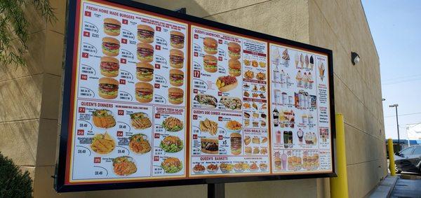 Drive thru menu