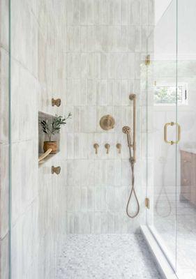 Walk in shower, Glass Door, Shower Shelf