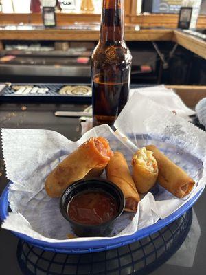 Veggie egg rolls-$5! And a beer...