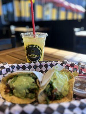 Asada Taco, Chicken Taco & Agua de Piña.