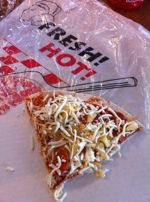 Here's a picture of my "Fresh! Hot!" Pizza...oh yeah, it's uncooked, so does qualify as false advertising?