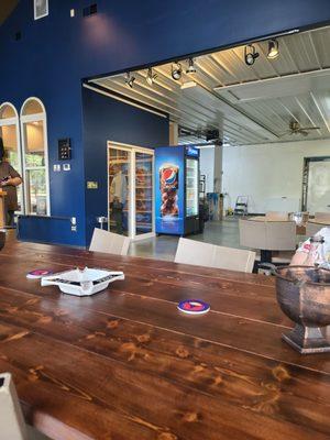 Entrance to the humidor and soft drink refrigerator.
