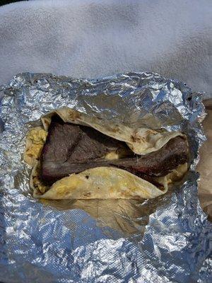 Brisket breakfast taco $13