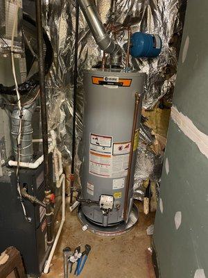 New gas water heater installation on 10-5-22