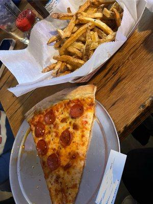 pepperoni slice and fries