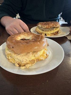 Breakfast sandwiches - 1 sausage and 1 veggie Patty! Thank you for having filling vegetarian options