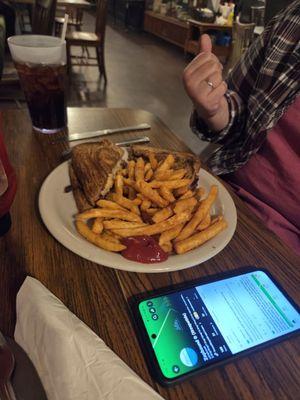 Reuben sandwich with amazing sauerkraut.