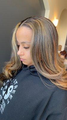 Sew in weave with leave out
