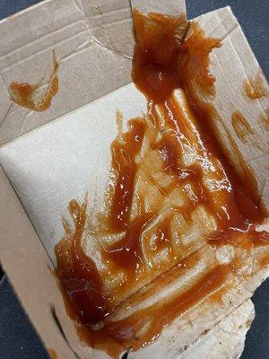 This was how much leaked into the box off the burger. This had to be done as a rude gesture right?