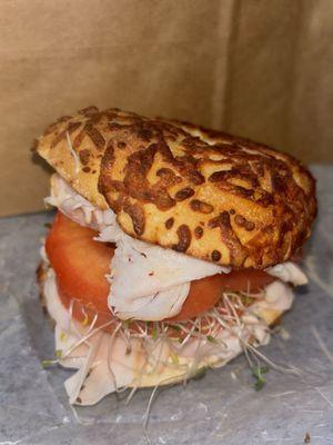 Turkey Supreme on an Asiago Bagel