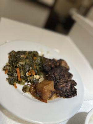 BROWN STEW CHICKEN Collard Greens