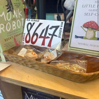 Bizarre and unsettling visual for a small family bookstore to have a display calling for an assassination of the president.