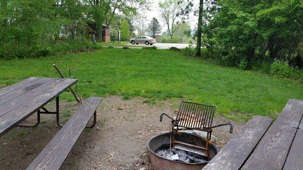 View from fire ring to parking lot