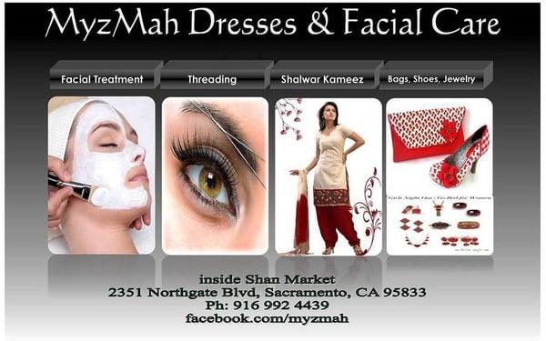 We Do :
Threading, Waxing, Facial. We have all kind Pakistani, Indian & Fijian Dresses with matching Shoes and Hand Bags.