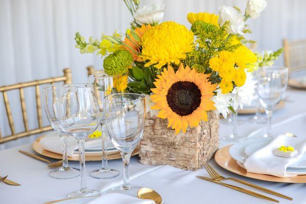 Sunflower theme centerpieces