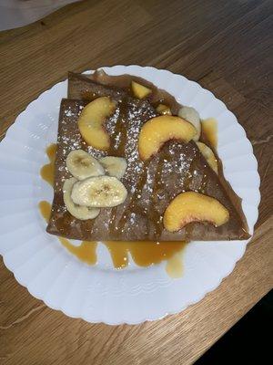 Nutella Crepe with Banana and Peaches