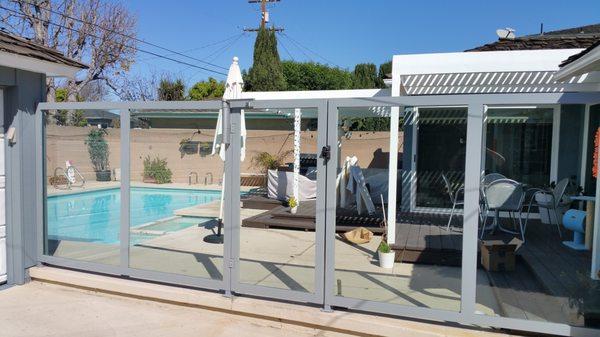 Glass fence with clear tempered glass and gate with self closer