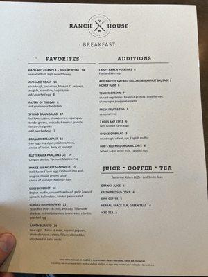 Breakfast menu 5/2024