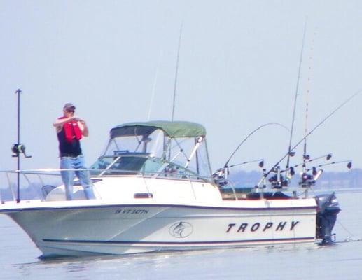 Fully equipped fishing vessel set up for targeting Lake Trout, Landlocked Salmon, Brown Trout and Steelhead