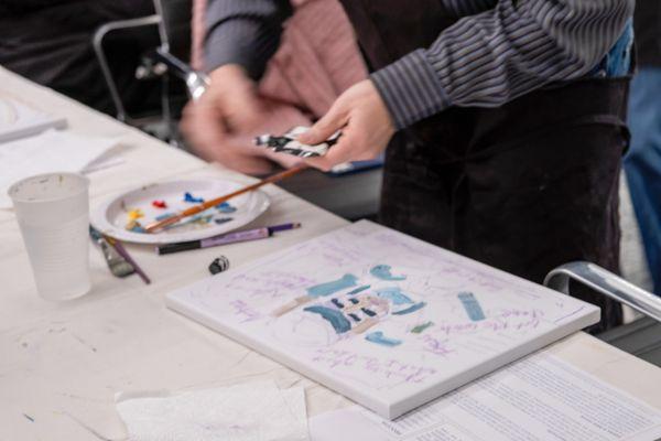 Inspiration hitting the canvas