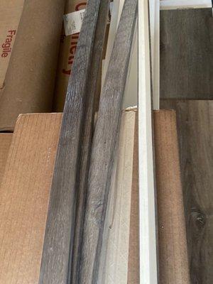 For vinyl transition pieces and a strip of quarter round trim.