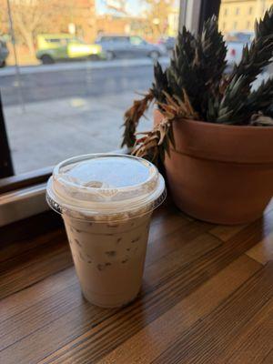 Iced chai with oat milk