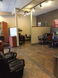 Back area of Salon where shampoo bowls and pedicure and manicure room is located.
