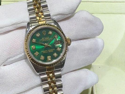 You asked. We answered. This green & diamonds dial Rolex Datejust with Jubilee band just dropped at 6218 Westheimer.