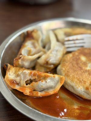 #1 Pork & Chive Potstickers $4 (10). Good!