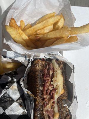 Reuben Sandwich of Happiness and Battered Fries of Perfection