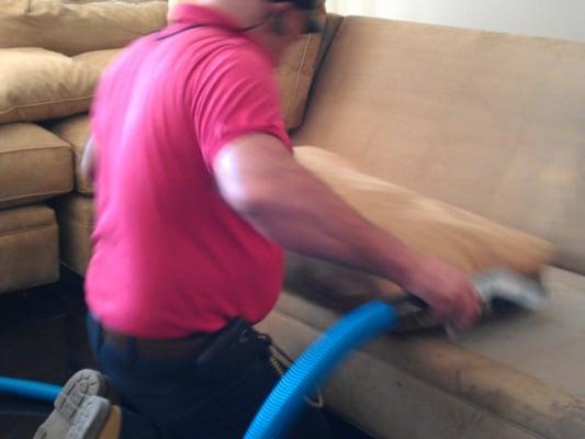 Steam cleaning microfiber couch