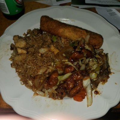 Moo shu pork and fried rice.