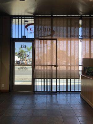 Entrance view from inside the lobby.