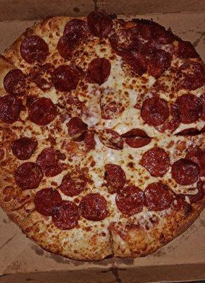 Extra Most Bestest pepperoni, cooked well done.