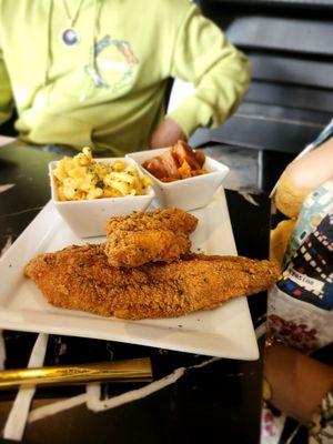 Catfish Mac and cheese and yams