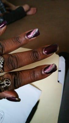 Nails look horrible. The Polish just started popping off and it's supposed to be gel Polish over gel fill in.