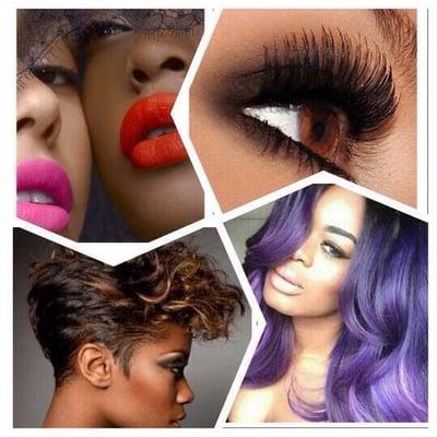 Specializing in hair weaving, cuts, color, braids, twist, silk press, flat iron, lashes and much more.