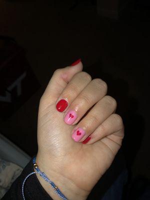 Close up Valentine's Day nails