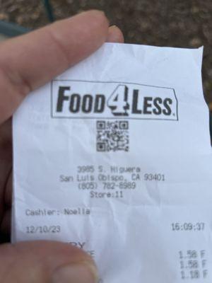 Name oh clerk at register.